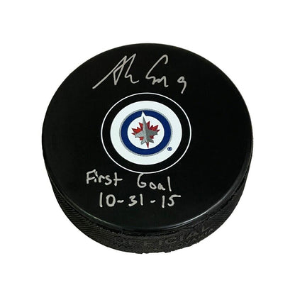 ANDREW COPP Signed Winnipeg Jets Puck - "First Goal 10-31-15" Inscription