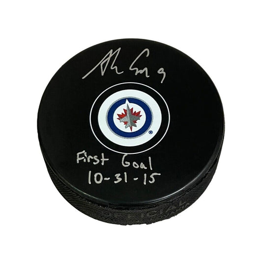 ANDREW COPP Signed Winnipeg Jets Puck - "First Goal 10-31-15" Inscription