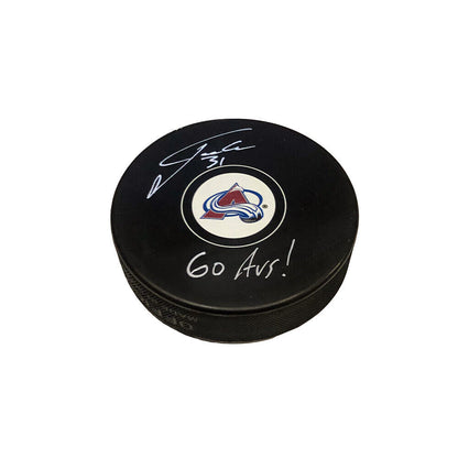 PHILIPP GRUBAUER Signed Colorado Avalanche Puck W/ "Go Avs" Inscription