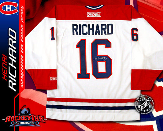 HENRI RICHARD Signed Montreal Canadiens White CCM Jersey