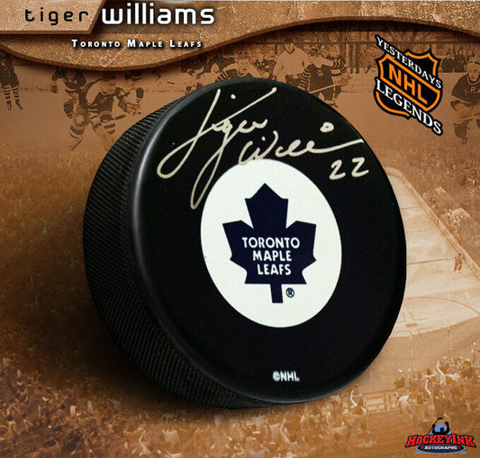 TIGER WILLIAMS Toronto Maple Leafs Signed Logo Puck