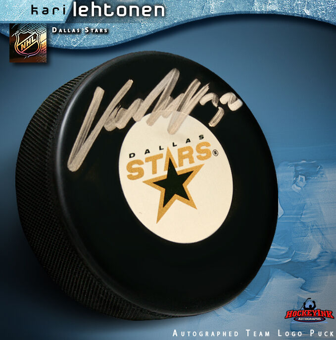 KARI LEHTONEN Signed Dallas Stars Puck