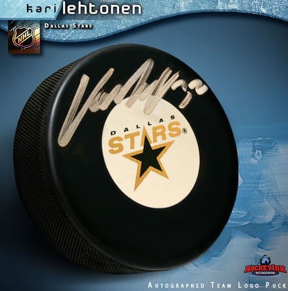 KARI LEHTONEN Signed Dallas Stars Puck