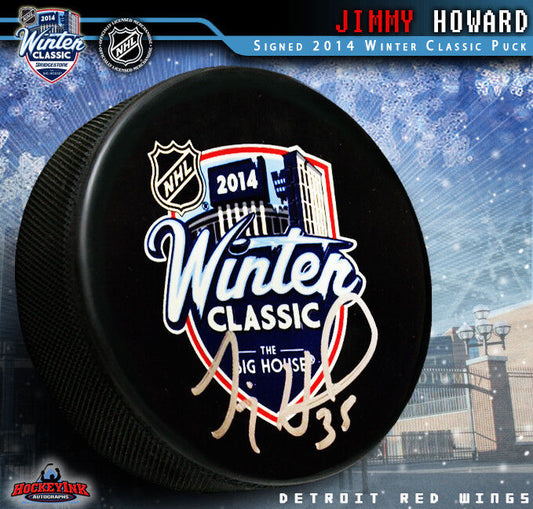 JIMMY HOWARD Signed 2014 Winter Classic Logo Puck - Detroit Red Wings