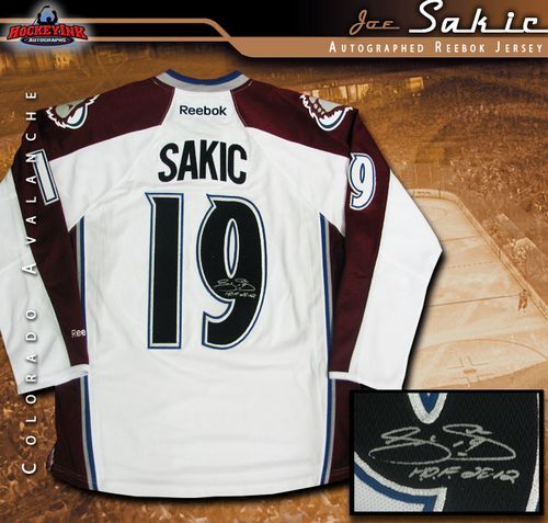 Joe Sakic Colorado Avalanche Autographed with Hall of fame Inscription  White Reebok Premier Jersey