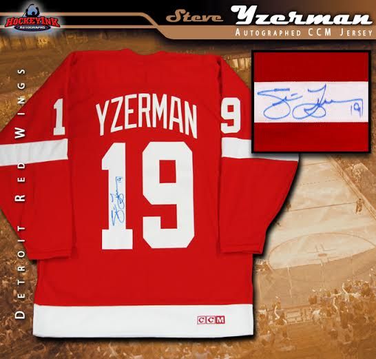 Steve Yzerman Autographed 16x20 Photo #3 - Red Jersey Action