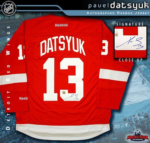 PAVEL DATSYUK Signed Detroit Red Wings Red Reebok Jersey with NHL
