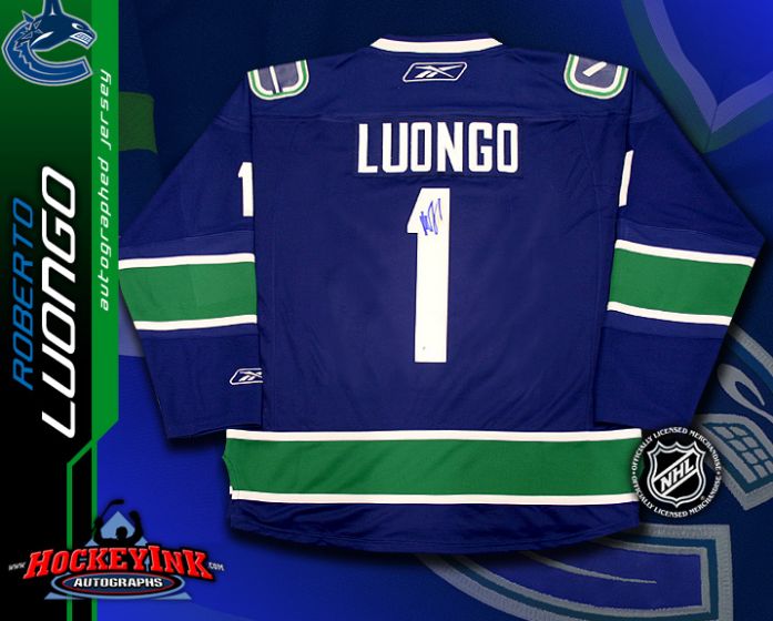 ROBERTO LUONGO Signed RBK Premier Blue Vancouver Canucks Jersey