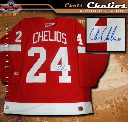 Autographed/Signed Chris Chelios Detroit Red Hockey Jersey JSA COA