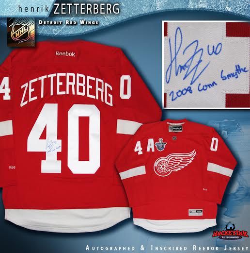 Henrik Zetterberg Signed Detroit Red Wings Reebok Youth S/M Jersey