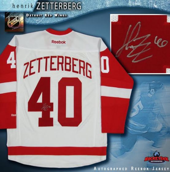 Henrik Zetterberg Autographed Detroit Red Wings Centennial Classic White  Reebok Jersey