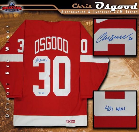 Chris Osgood Autographed Detroit Red Wings Red CCM Jersey Inscribed 401 Wins