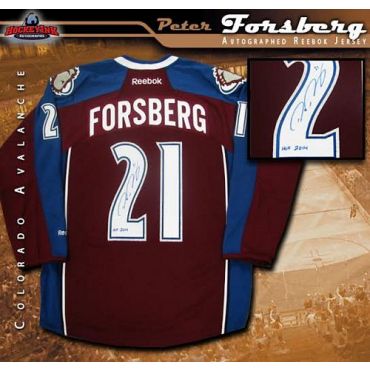 Peter Forsberg Colorado Avalanche Autographed Burgundy Reebok Jersey with Hall of Fame Inscription