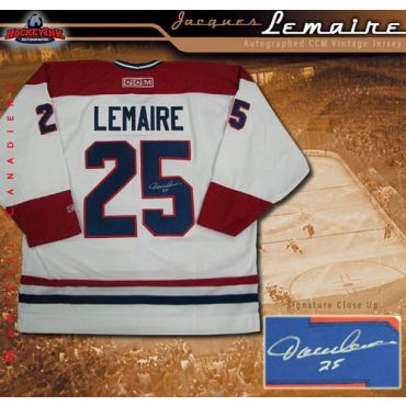 Jacques Lemaire Montreal Canadiens Autographed CCM Vintage White Jersey