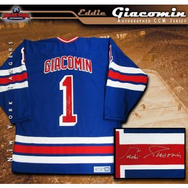 Eddie Giacomin New York Rangers Autographed Blue CCM Jersey