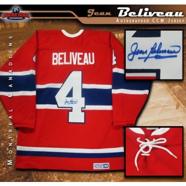 Jean Beliveau Montreal Canadiens Autographed Red Vintage CCM Jersey