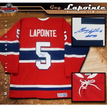 Guy Lapointe Montreal Canadiens Autographed Red Vintage CCM Jersey