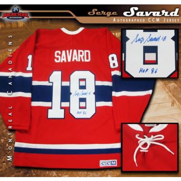 Serge Savard Montreal Canadiens Autographed Red Vintage CCM Jersey
