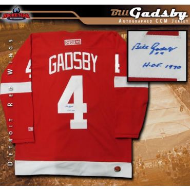 Bill Gadsby Detroit Red Wings Autographed and Inscribed Red CCM Jersey
