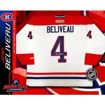 Jean Beliveau Autographed Montreal Canadiens White CCM Jersey