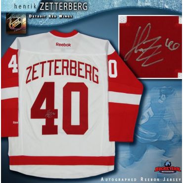 Henrik Zetterberg Autographed Detroit Red Wings White Reebok Jersey