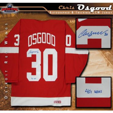 Chris Osgood Autographed Detroit Red Wings Red CCM Jersey Inscribed 401 Wins