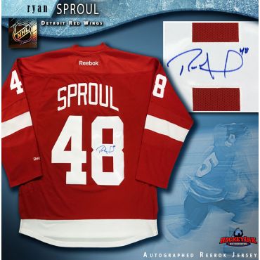 Ryan Sproul Autographed Detroit Red Wings Red Reebok Jersey