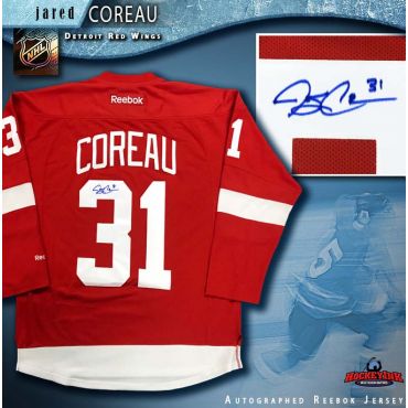 Jared Coreau Autographed Detroit Red Wings Red Reebok Jersey