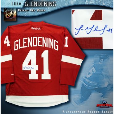 Luke Glendening Autographed Detroit Red Wings Red Reebok Jersey