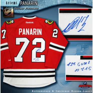 Artemi Panarin Autographed Chicago Blackhawks Red Reebok Jersey with 1st Goal Inscription