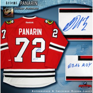 Artemi Panarin Autographed Chicago Blackhawks Red Reebok Jersey with 2016 ROY Inscription