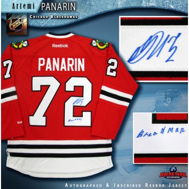 Artemi Panarin Autographed Chicago Blackhawks Red Reebok Jersey with Breadman Inscription