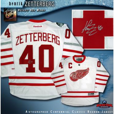 Henrik Zetterberg Autographed Detroit Red Wings Centennial Classic White Reebok Jersey