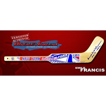 Emile Francis Autographed New York Rangers Mini-Stick