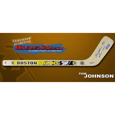 Tom Johnson Autographed Boston Bruins Mini-Stick