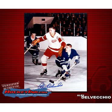 Alex Delvecchio  Autographed Detroit Red Wings 8 x 10 Photo