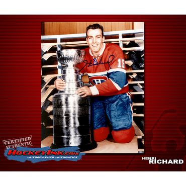Henri Richard with cup  Montrela Canadiens Autographed 8 x 10 Photo