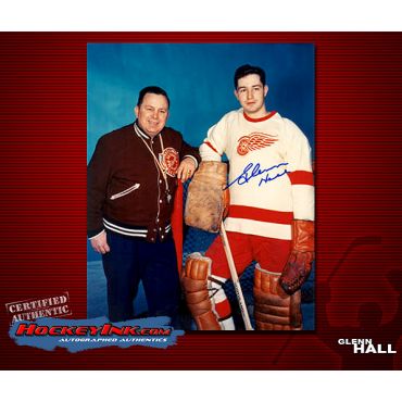 Glenn Hall Detroit Red Wings with Skinner  Autographed 8 x 10 Photo