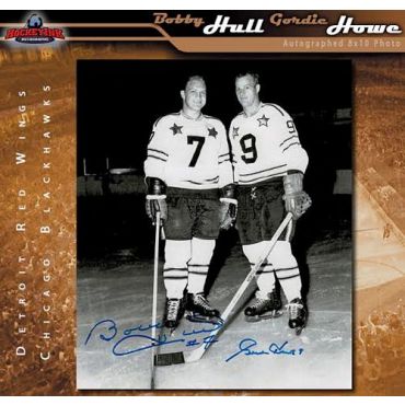 Gordie Howe Detroit Red Wings and Bobby Hull Chicago Blackhawks 8 x 10 Autographed Photo