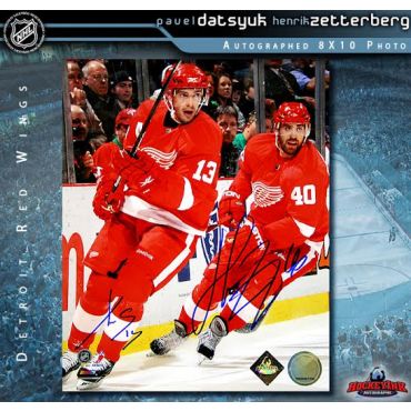 Pavel Datsyuk and Henrik Zetterberg Detroit Red Wings Autographed 8 x 10 Photo