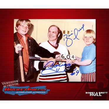 Bobby Hull and Sons signed by Brett and Bobby 8 x 10 Autographed Photo