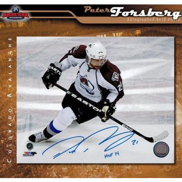 Peter Forsberg Colorado Avalanche Autographed with Hall of Fame Inscription 8 x 10 Photo