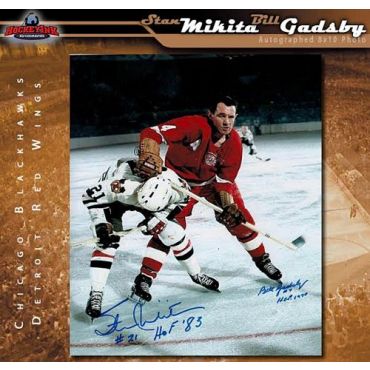 Stan Mikita Chicago Blackhawks and Bill Gadsby Detroit Red Wings 8 x 10 Autographed Photo