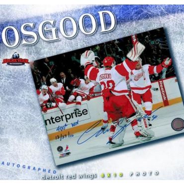 Chris Osgood 400th Win Detroit Red Wings 8 x 10 Autographed and Inscribed Photo