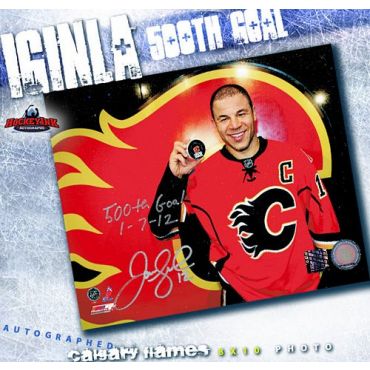 Jarome Iginla Calgary Flames 500th Goal Autographed and Inscribed 8 x 10 Photo