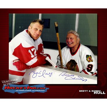 Brett and Bobby Hull 16 x 20 Autographed Photo