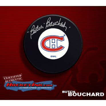 Emile Bouchard Montreal Canadiens Autographed Hockey Puck