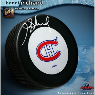 Henri Richard Montreal Canadiens Autographed Hockey Puck
