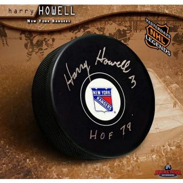 Harry Howell New York Rangers Autographed and Inscribed Hockey Puck