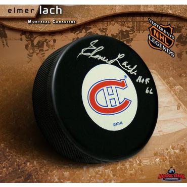 Elmer Lach Montreal Canadiens Autographed Hockey Puck